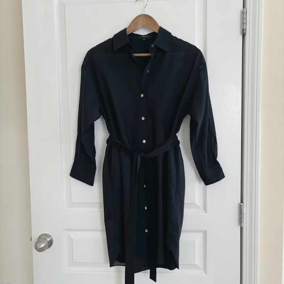Theory Dress Oversized Airy Shirtdress Black